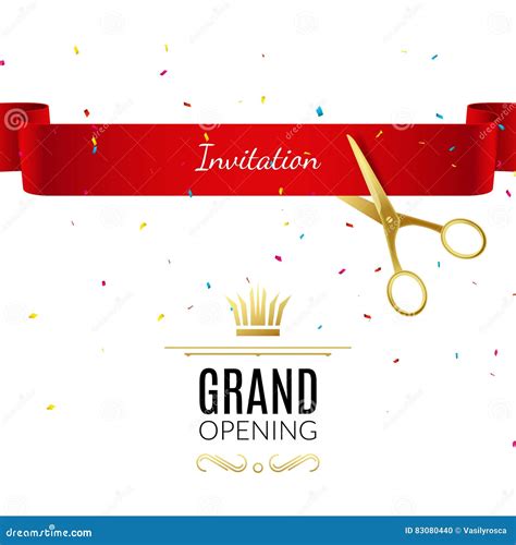 Grand Opening Design Template With Ribbon And Scissors Grand Open