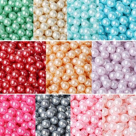 100pcslot 8mm Shell Color Abs Imitation Pearls Round Diy Beads Wholesale European No Hole Beads