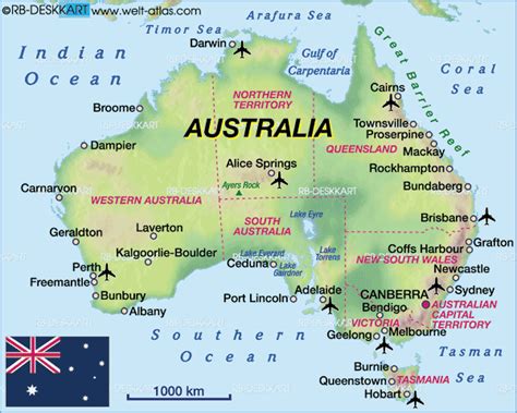 Map of Australia - Map in the Atlas of the World - World Atlas
