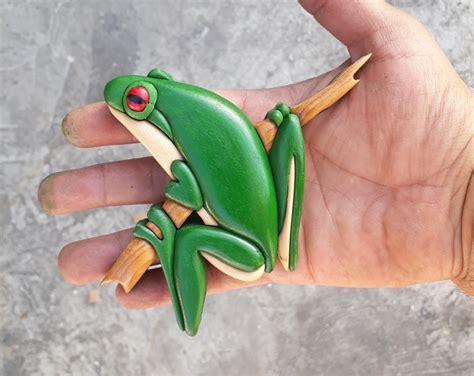 Frog İntarsia Magnet Intarsia Wooden Art Wild Life Home Etsy