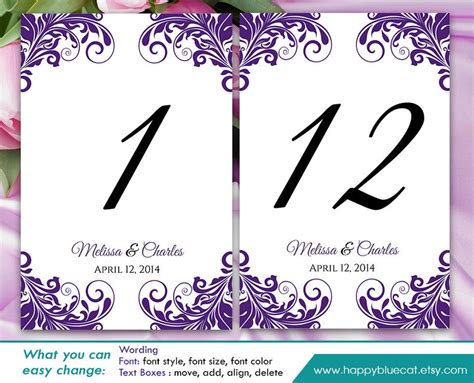 Diy Printable Table Number Card Template Instant Download Etsy