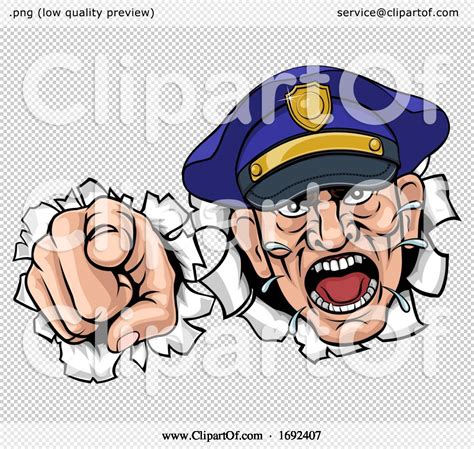 Angry Policeman Police Officer Cartoon By Atstockillustration 1692407