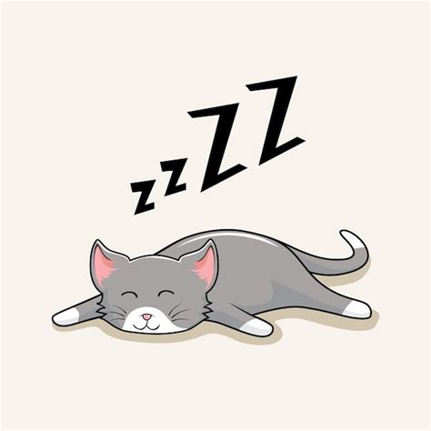 Lazy Cat Cartoon Kitty Sleep Cute Vector Premium