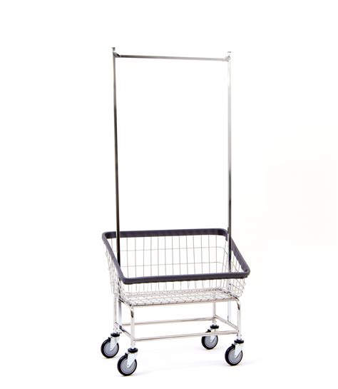 200s56 Large Capacity Front Load Laundry Cart W Double Pole Rack