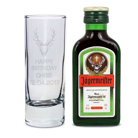 Shop Personalised T Of An Engraved Shot Glass And Jagermeister