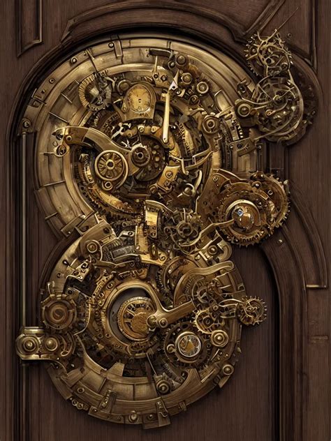 Hd Digital Art Detailed Steampunk Door With Mechanical Stable
