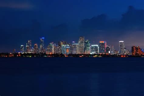 Skyline City Miami Lighting Lights Sea Ocean Sunset Night Cityscape