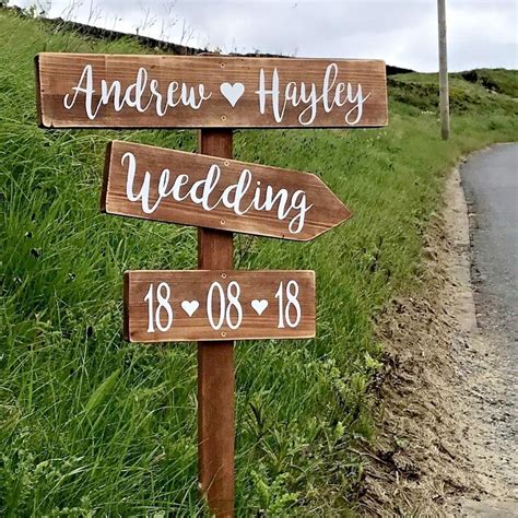 Large Wedding Signpost Personalised Rustic Wooden Wedding This Etsy