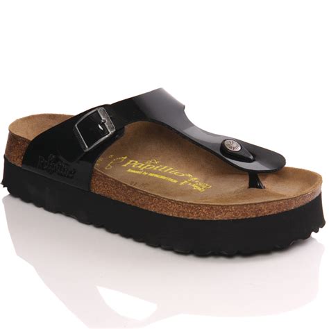 Papillio By Birkenstock Gizeh Womens Platform Sandals Size 3 8 Black