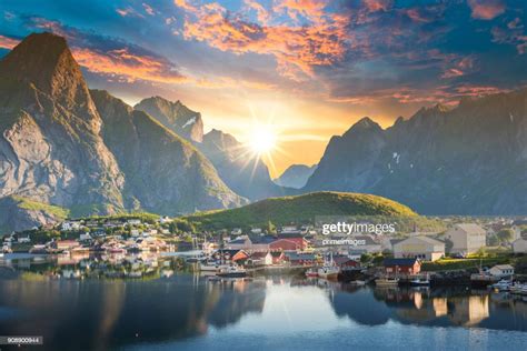 Norway View Of Lofoten Islands In Norway With Sunset Scenic High Res