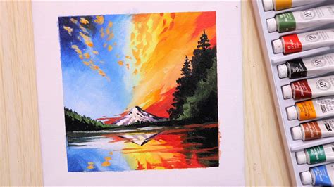 Landscape Scenery Drawing Using Acrylics Painting