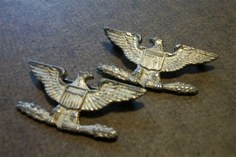 Original Wwii Pair Colonel Eagles Sterling Insignia Rank Pinback
