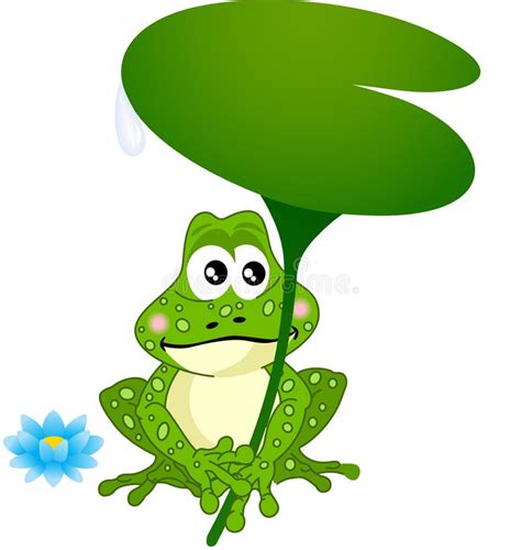 Frog Holding Water Lily Leaf Stock Illustration Illustration Of Lily