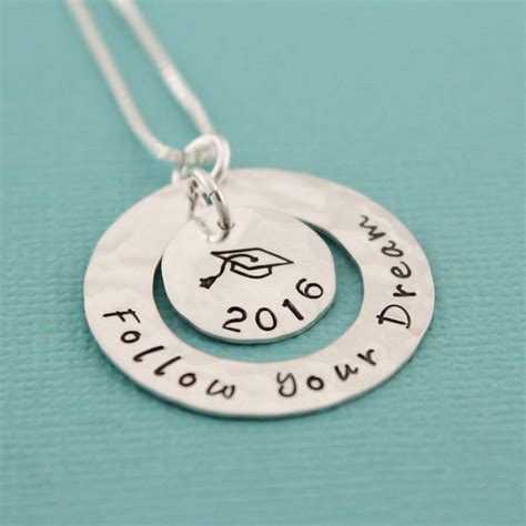 Follow Your Dream Necklace Personalized Graduation Jewelry Etsy