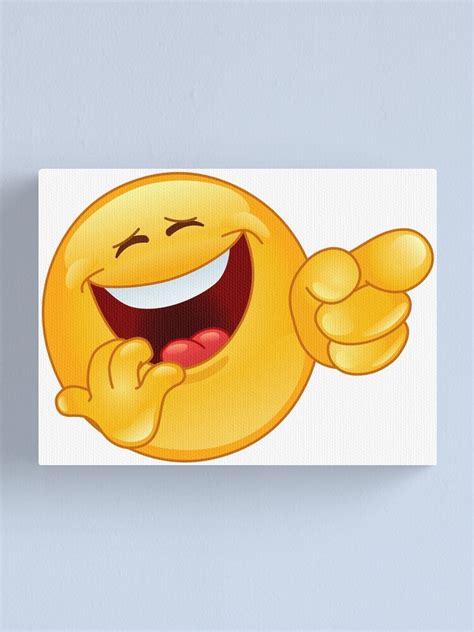 Laughing Emoji Pointing Canvas Print For Sale By Dusicap Redbubble