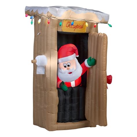 6 Ft Inflatable Santa In Outhouse