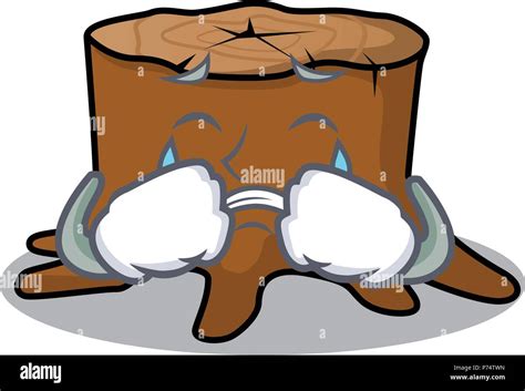Crying Tree Stump Mascot Cartoon Stock Vector Image And Art Alamy