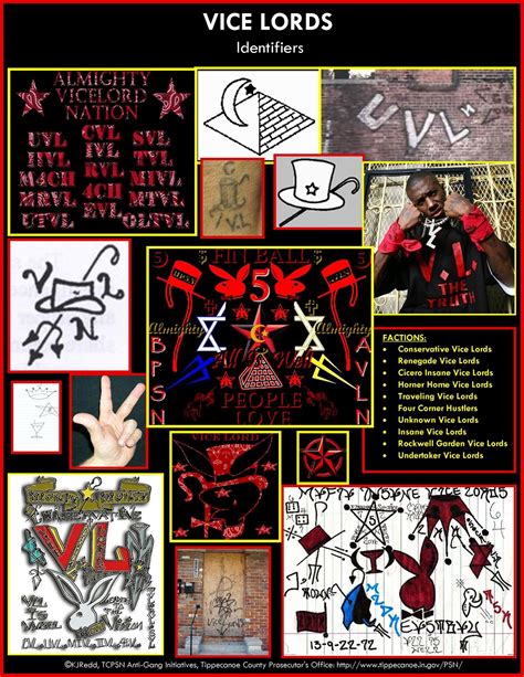 A Collage Of Tattoos And Identifiers Of The Vice Lords Gang Vice