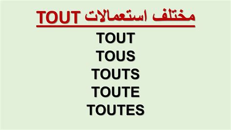 Tout Touts Tous Toute Toutes Homonymes Tout مختلف اتعمالات