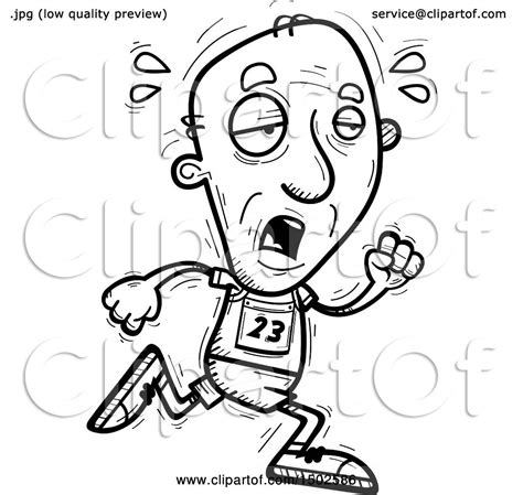 Clipart Of A Tired Running Senior Male Track And Field Athlete
