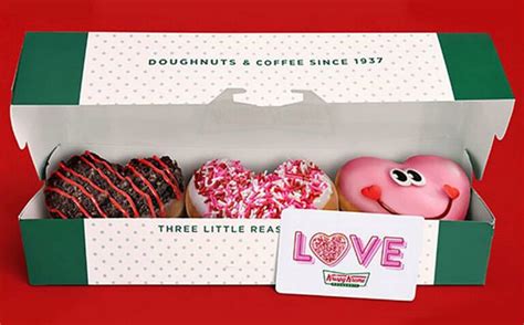 Stop by for an original glazed doughnut or other variety paired with a hot or iced coffee. Krispy Kreme Valentine 3 Pack w/$25 Gift Card Purchase ...