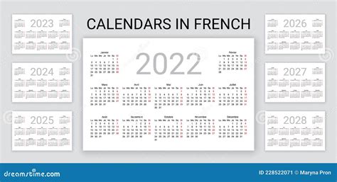 Calendrier 2022 2023 2024 2025 2026 2027 2028 Ans En Français