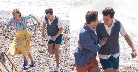 Harry Styles Emma Corrin Frolic On Beach For My Policeman Photos