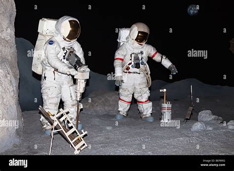 Lunar Astronauts Taking Samples From The Moon Museum Display At Nasa