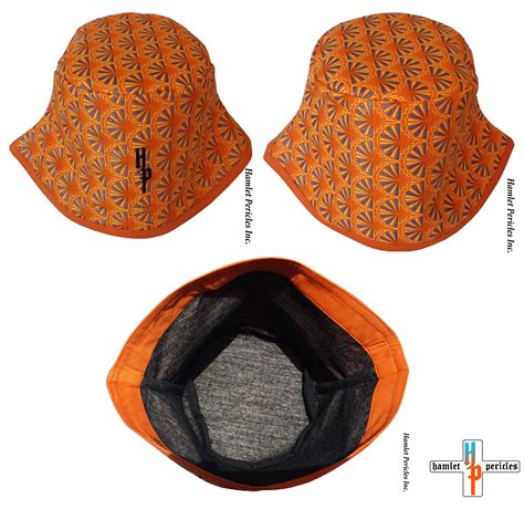 African Wax Print Unisex Bucket Hat, Orange Blue Sunrise by Hamlet ...