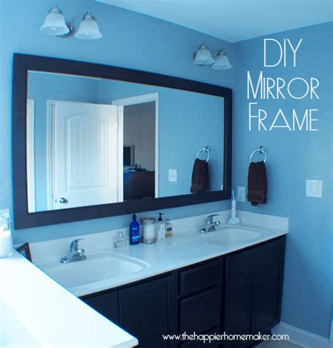 How to build a mirror frame with store bought crown molding. DIY Bathroom Mirror Frame with Molding | The Happier Homemaker