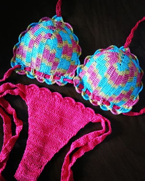Biquíni De Crochê Colorido Com Bojo No Elo7 Crochê Perfeito 5a723d