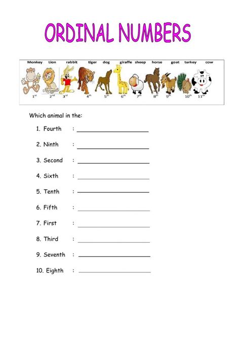 Ordinal Numbers Activity For Grade 2 Ordinal Numbers Number
