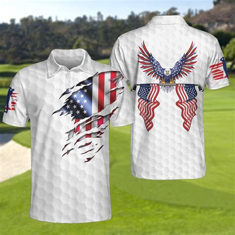 American Eagle Flag Golf Short Sleeve Polo Shirt Polo Shirts For Men