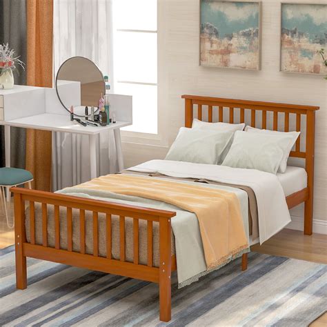 Twin Bed Frame Modern Wood Platform Bed Frame With Headboard And