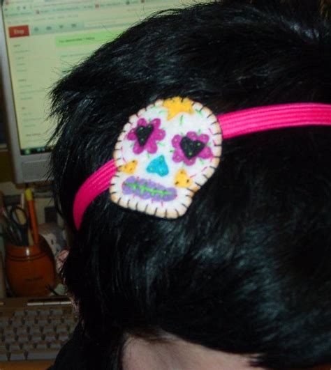 Sugar Skull Day Of The Dead Felt Embellished Headband Etsy