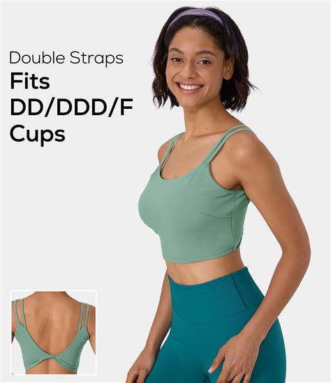 Women S In My Feels Double Straps Backless Twisted Workout Cropped Tank Top Dd Ddd F Cups Halara