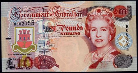 Gibraltar 10 Pounds Banknote 2002 Queen Elizabeth Iiworld Banknotes