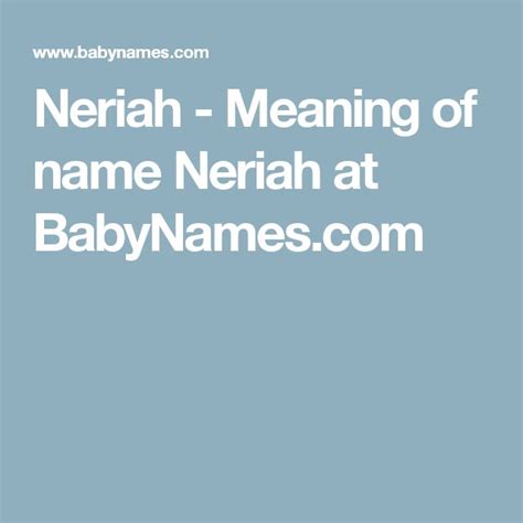 Neriah Meaning Of Name Neriah At Names With Meaning