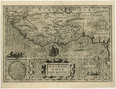 Antique Map Of The West African Coast By Hondius C1600