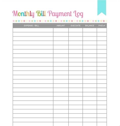 Free Printable Templates For Yearly Bill Tracker
