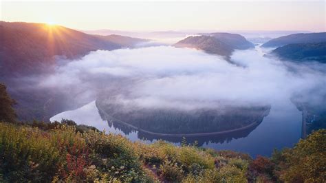 Wallpaper Nature Landscape Mountains River Water Germany Mist