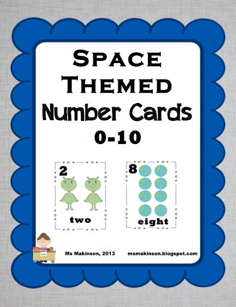Space Themed Number Cards Digit Word And Picture Numbers 0 10