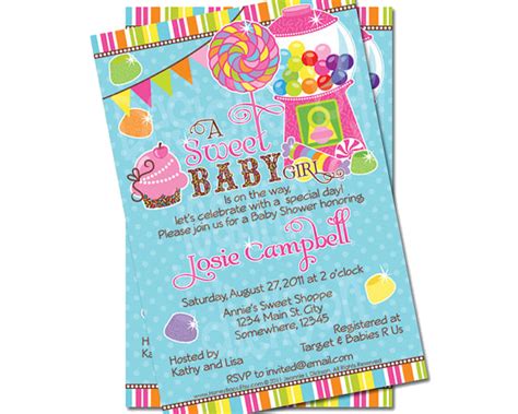 Candy Themed Baby Shower Invitations - Candy Themed ...