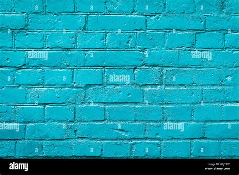 Painted Brick Wall Blue Color Urban Background Horizontal Texture