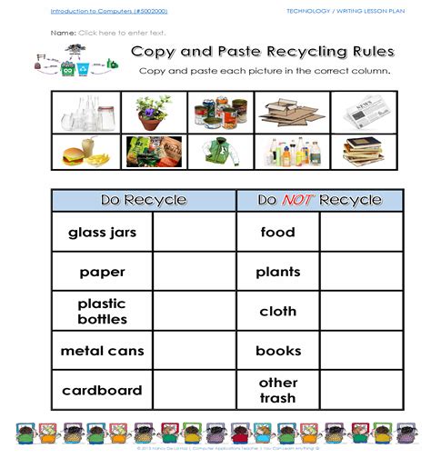 Reduce Reuse And Recycle Worksheets