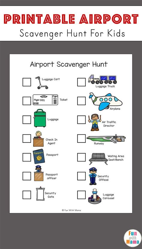 Airport Scavenger Hunt For Kids | Scavenger hunt for kids, Airplane