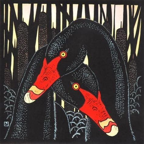 Artwork By Leslie Van Der Sluys Black Swans And Bulrushes Made Of