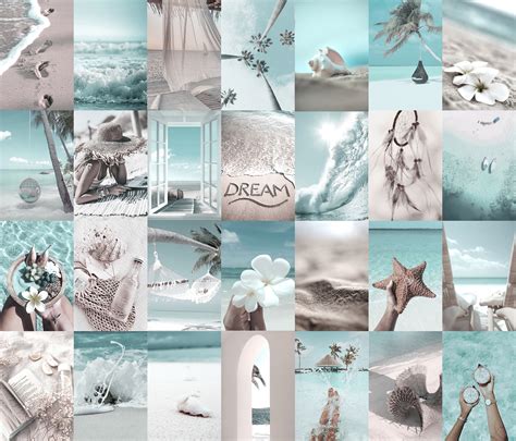 pcs Beach Wall Collage Kit Aesthetic Blue Boho Summer Etsy España