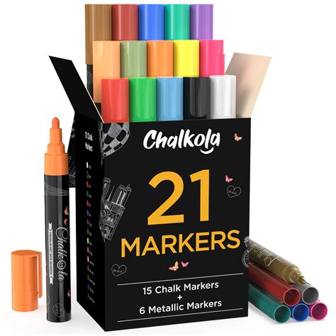 Chalkola Chalk Pens And Metallic Colours Pack Of 21 Chalk Markers