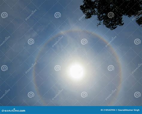 A 360 Degree Rainbow Formed Around The Sun During Midday As Seen From